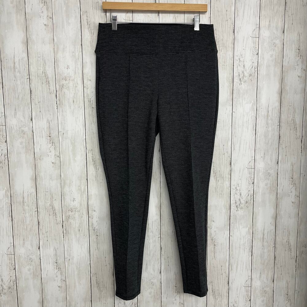 Nine West Black Seamed Ponte Leggings Women’s Large L Stretch Knit Ankle Pants